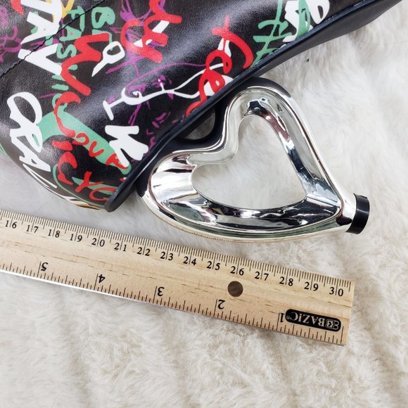 Zen Love Colorful Graffiti Print Over The Knee Boots With Wedge Heart heels - Picture 7 of 16